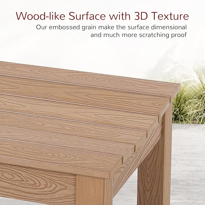 Stoog Outdoor Bench Set of 2, All-Weather HIPS Garden Bench with 800 lbs Weight Capacity, Never Rot or Fade, Teak