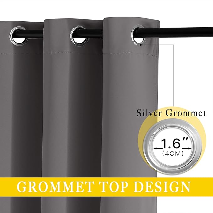 NICETOWN Sliding Glass Door Curtain Extra Long 132 inches Long, Grommet Thermal Insulated Blackout Patio Door Curtain Panel for Bedroom/Pergola, Gray, 1 Panel, W80 x L132