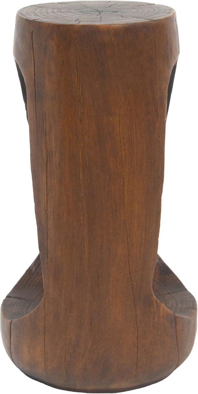 Christopher Knight Home Novi 26.57"H Lightweight Concrete Outdoor Side Table, Hollow Round-shaped Patio End Table, MGO Outdoor Coffee Table, Garden Plant Stand Indoor, Wood-Like Texture, Antique Brown