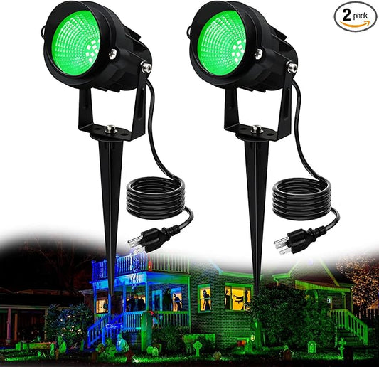 Christmas Spot Lights Outdoor Landscaping Spotlight,12W Green LED Landscape Lighting for Yard Garden St. Patrick's Day Flag Decoration,2Pack