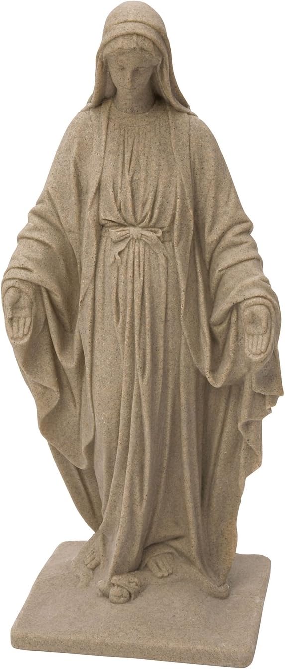 Emsco Group Virgin Mary Statue - Natural Sandstone Appearance - Made of Resin - Lightweight - 34" Height