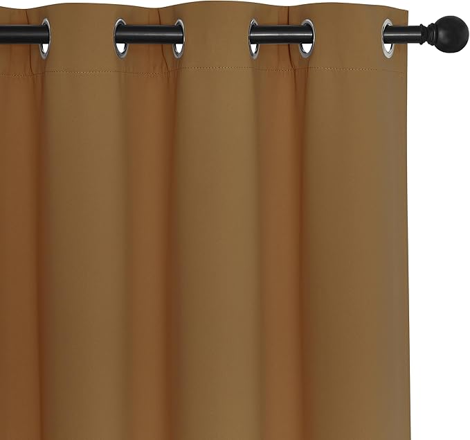 NICETOWN Sliding Door Curtain 108 Inches Long - Blackout Thermal Insulated Grommet Room Divider Privacy Drape for Patio Glass Door, 1 Panel, Gold Brown, 100 Inch Extra Wide