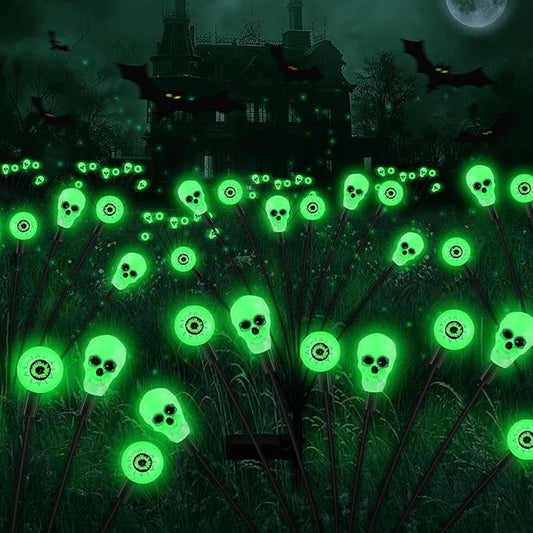 Solar Lights Outdoor,Halloween Decorations Outdoor, Scary Eyeball Lights,4PACKS 32LED,IP65 Waterproof,Halloween Decor for Garden/Yard/Patio/Lawn/Pathway(Green)