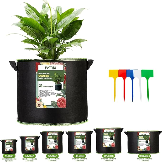 3-Pack 10 Gallon Plant Grow Bags, Thickened Nonwoven Fabric Pots with Handles,Sturdy Garden Planters Aeration Gardening Container to for Plants, Vegetables, and Flowers