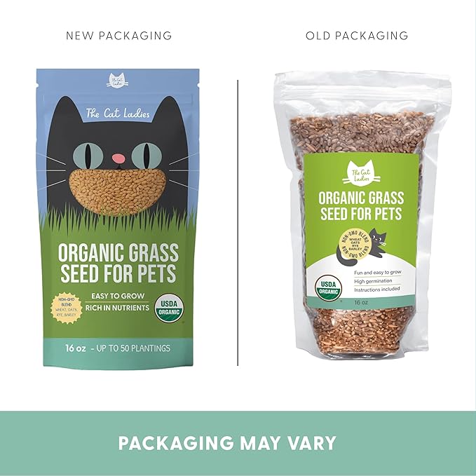 The Cat Ladies 100% Organic Cat Grass Seed (Non GMO) 16Ounce