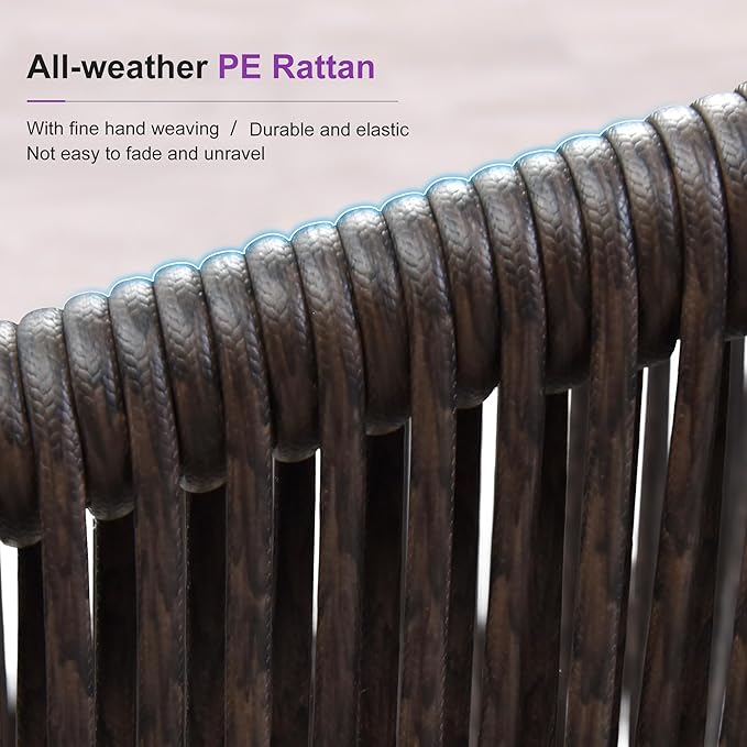PURPLE LEAF 13 Pieces Outdoor Dining Set Patio Table and Chairs Set Aluminum Rattan Wicker Patio Furniture Set for Lawn Porch Deck Teak