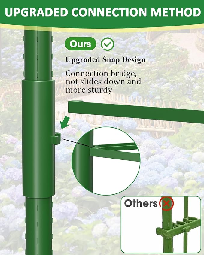 8 Pack Tomato Cages for Garden, 51in*13in Adjustable Tomatoes Plant Stakes Support Cages Trellis, Garden Trellis for Vegetable Flowers Fruits Climbing Plants- 20 Binding Wires Included