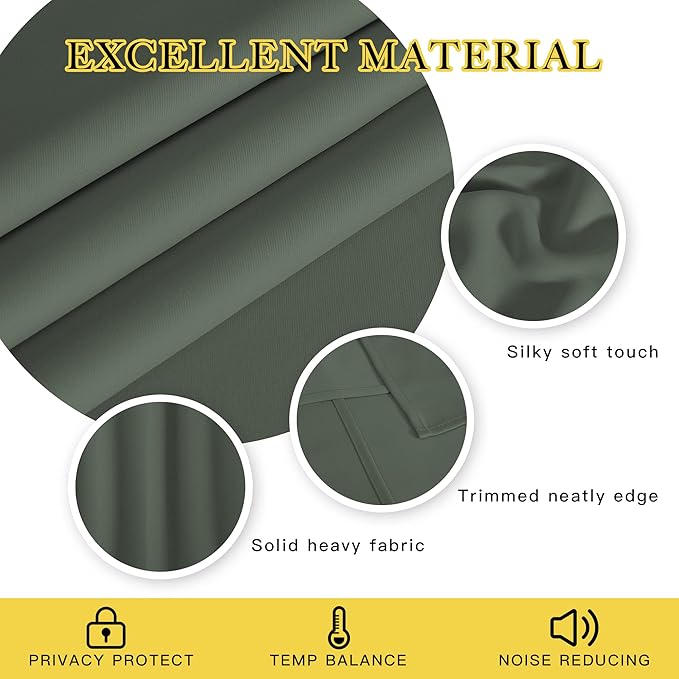 NICETOWN Blackout Cafe Curtain 45 inches Long - Grommet Thermal Insulated Sound Reducing Room Darkening Window Treatment for Kitchen/Bedroom (Dark Mallard, 1 Panel, W52 x L45)