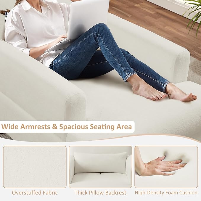 Oversized Chaise Lounge Accent Chair, Cloud Fluffy Chaise Sofa Recliner with Adjustable Backrest, Comfy Upholstered Sleeper Couch Bed, Modern Deep Seat Reading Armchair for Living Room, Movie, Bedroom