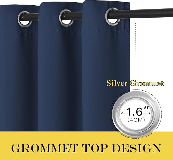 NICETOWN Blackout Curtain Panel for Bedroom - Window Treatment Energy Saving Thermal Insulated Solid Grommet Drapes for Doorway/Living Room (Navy, 1 Panel, W66 x L66)