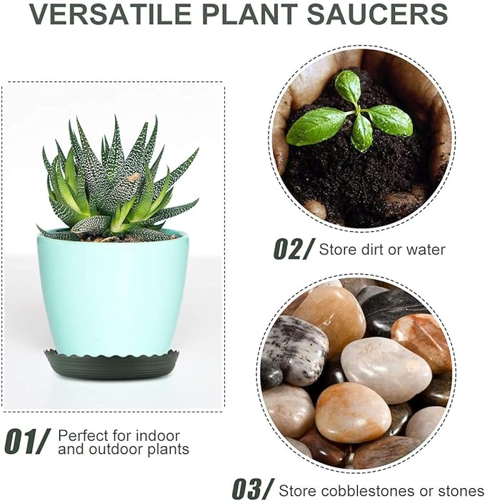 12Pcs Plant Saucer, 6 8 10 Inch Durable Plastic Plant Tray, Black Round Plant Pot Saucers, Drip Tray for Indoor and Outdoor Garden