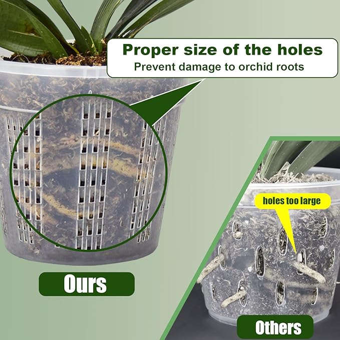 8Pcs Orchid Pot, 4 Each of 4.3",5.5" Orchid Pots with Holes, Orchid Pots for Repotting, Plastic Orchid Planter for Indoor Outdoor Plants (8Pcs, 4 Each of 4.3",5.5")
