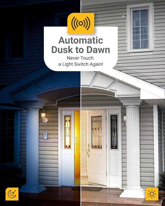 Sunco 6 Pack Dusk to Dawn LED Outdoor Light Bulb B11, Edison Filament Candelabra Bulbs for Porch Lighting, 500 LM, 5W (40W Equivalent), 4000K Cool White, E12 Base, Photocell Sensor UL