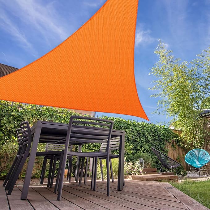 E&K Sunrise 25' x 25' x 25' Sun Shade Sail Triangle Canopy Shade Cover UV Block for Patio Backyard Garden Outdoor (Orange)