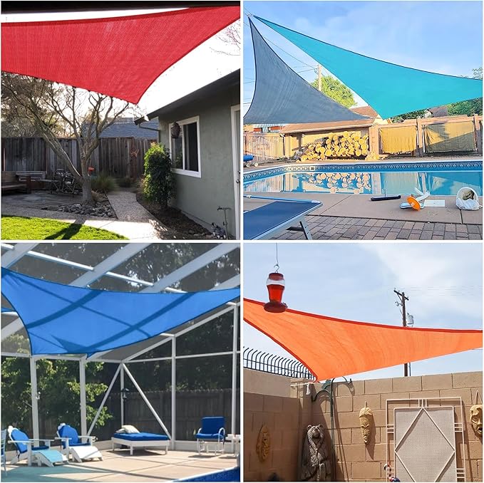 E&K Sunrise 20' x 20' x 20' Sun Shade Sail Triangle Canopy Shade Cover UV Block for Patio Backyard Garden Outdoor (Red)