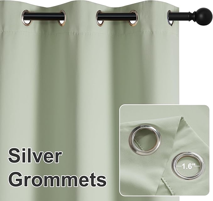 RYB HOME Outdoor Curtains for Patio Waterproof Block Sunlight Thermal Insulated Privacy Assured Thick Outside Curtains for Pergola, Deck, Gazebo, W52" x L108", Sage Green, 1 Panel