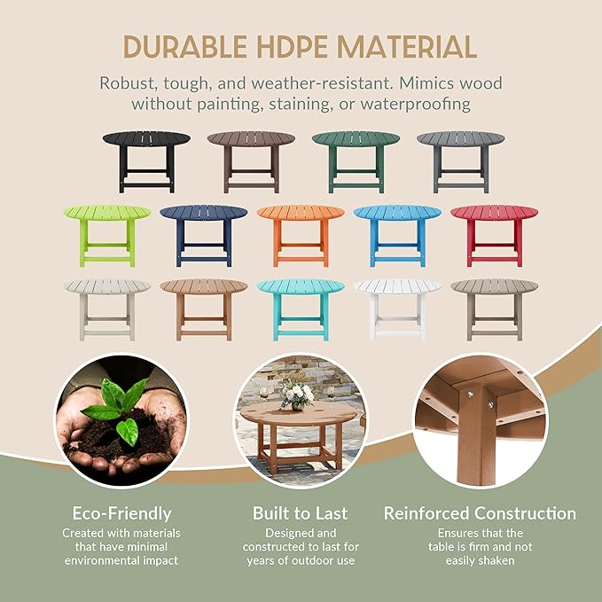 WestinTrends Malibu Low Outdoor HDPE Round Patio Coffee Table, Teak
