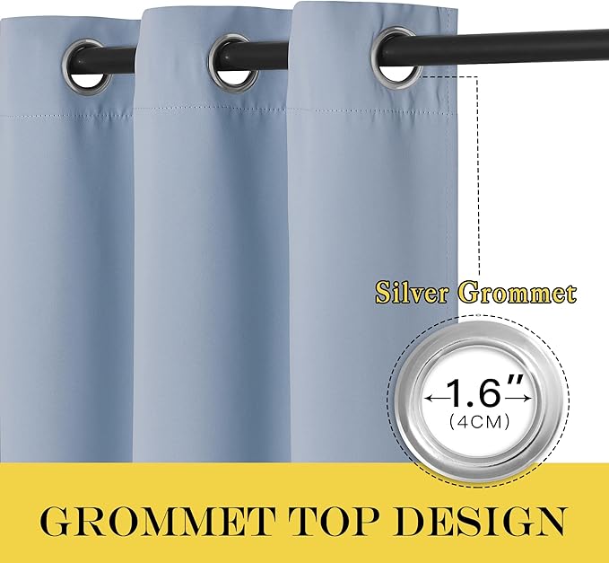 NICETOWN Blackout Sliding Glass Door Curtains, Room Darkening Thermal Insulated Curtains for Living Room Bedroom, Extra Wide Window Drapes, 1 Panel, W80 x L118, Vintage Blue