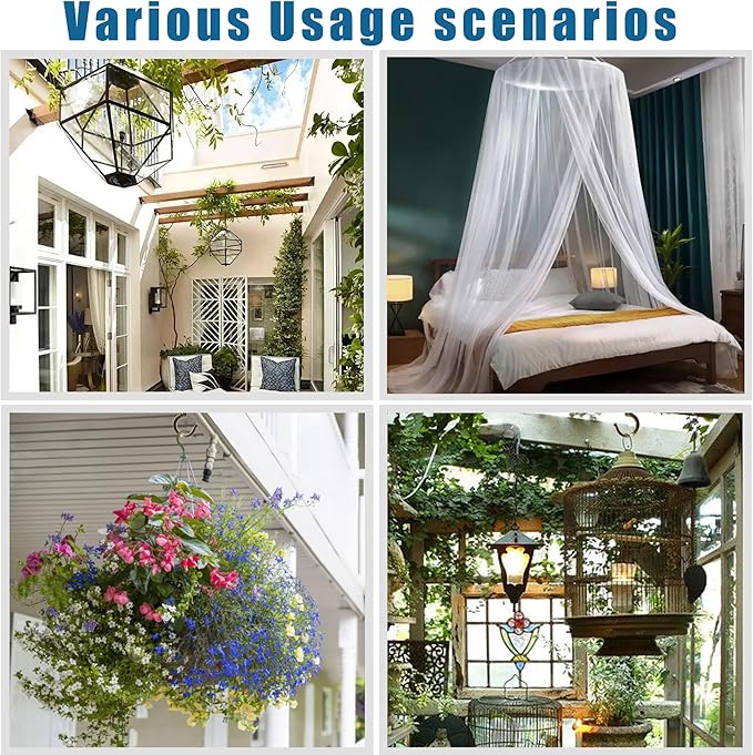 ONIKK Ceiling Hooks for Hanging Plants (4 PCS Gold), Heavy Duty Metal Plant Hooks, Screw in Hooks for Hanging Birdfeeders, Lamps, Planters, Indoor Outdoor Wall Baskets Hooks up to 33 lbs