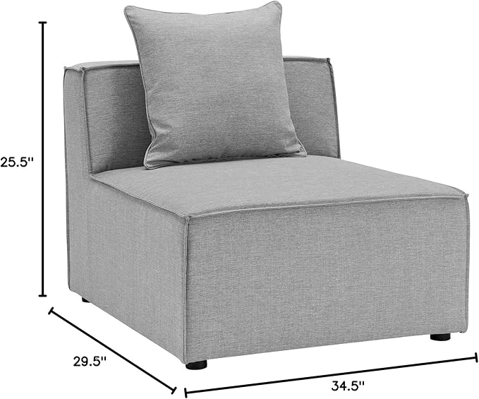 Modway Saybrook Outdoor Patio Upholstered Sectional Sofa Armless Chair in Gray