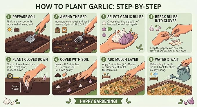 Garlic Seed Bulbs, Large Cloves, Cold Hardy, Bold Flavor (20)