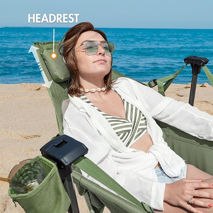 Portal Hammock Camping Chair, Portable Outdoor Swinging Chairs with Adjustable Back and Height for Lawn, Backyard, Patio, Supports 400 lbs, Breathable Mesh High Back, Green