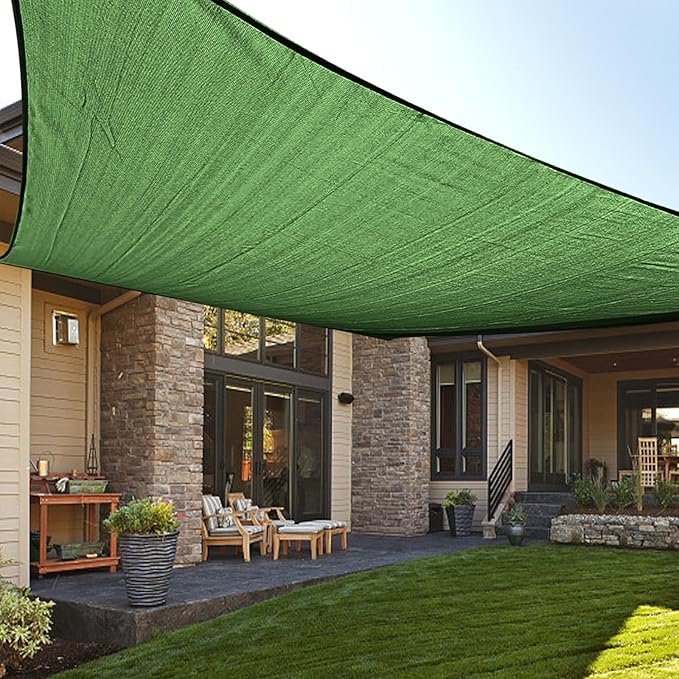 LOVE STORY Custom Size 7'x7' Piquant Green Sun Shade Sail Rectangle UV Block Canopy Patio Sail Sunshades Fabric for Outdoor Garden Carport (We Make Custom Size)