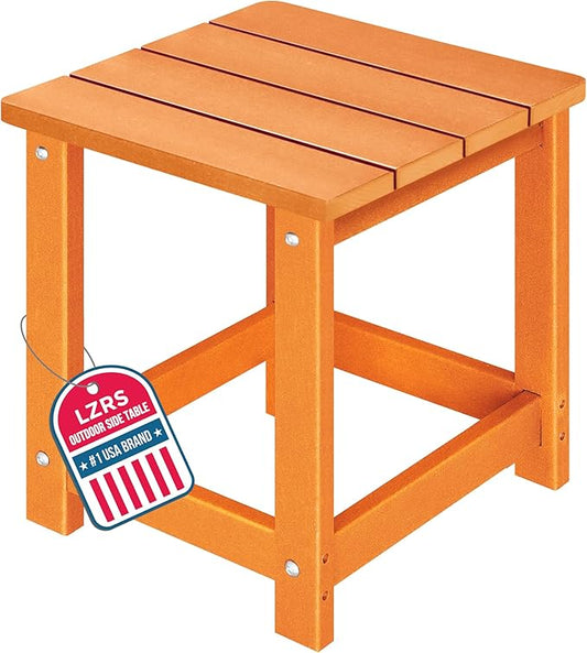 LZRS Adirondack Square Outdoor Side Table for Patio, Pool Composite Patio Table,HDPE End Tables for Backyard,Pool, Indoor Companion, Easy Maintenance & Weather Resistant(Orange)