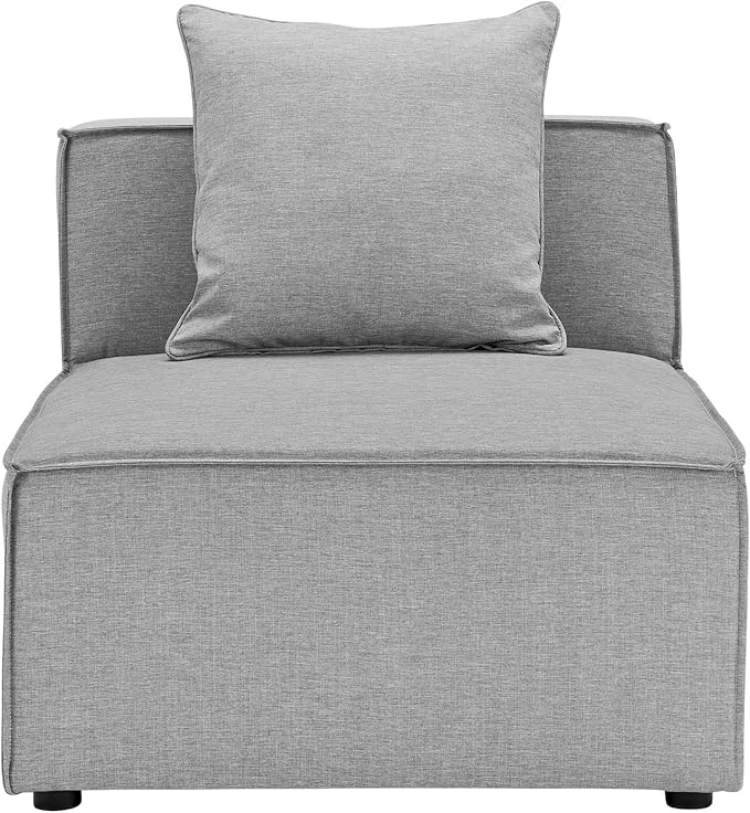Modway Saybrook Outdoor Patio Upholstered Sectional Sofa Armless Chair in Gray