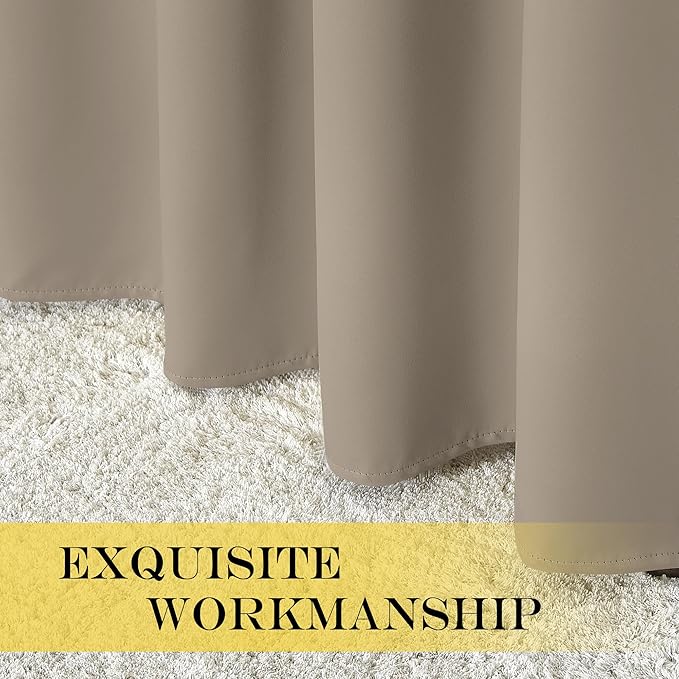 NICETOWN Kitchen Short Blackout Curtain and Drape - Thermal Insulated Solid Grommet Blackout Panel for Patio Bedroom Living Room (Single Panel, 52 inches by 45 inches, Taupe)