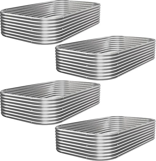 4 PCS 4x2ft Galvanized Raised Garden Bed Outdoor, Metal Garden Bed for Vegetables, Above Ground Garden Box for Flower, Steel Raised Beds for Gardening