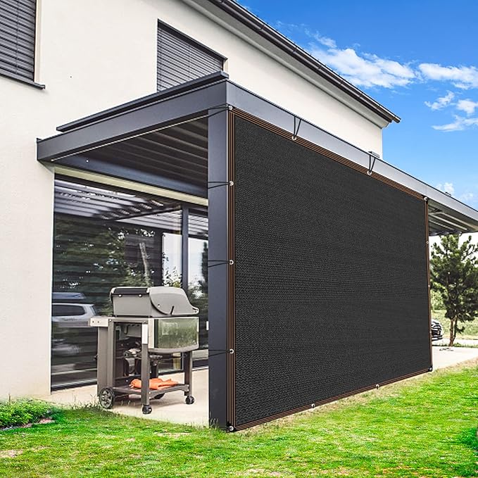 QLOFEI 4x10 FT Shade Cloth with Grommets, 90% Sun Shades Outdoor Patio Mesh Tarp, Easier to Hang Sunblock Neting Cover -for Garden Greenhouse Pergola Lawn Kennel Chicken Coop