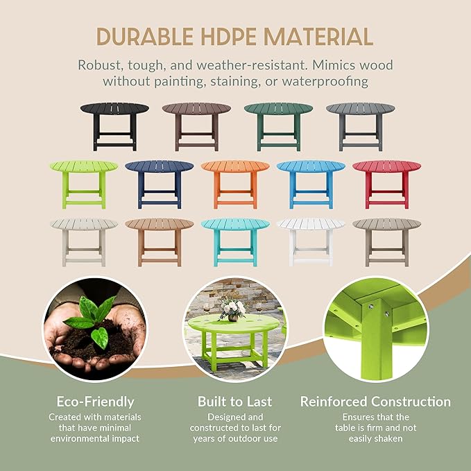 WestinTrends Malibu Low Outdoor HDPE Round Patio Coffee Table, Lime