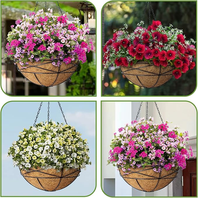 4 Pack 12 Inch Natural Coconut Fiber Liner for Hanging planters Round Coco Replacement Liners for Flower Basket Planter Coco Coir Pots for Outdoor Garden Plants