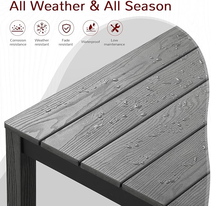 Stoog 6 Pieces Outdoor Patio Dining Set, All-Weather Dining Table and Chairs Set with Bench for 6 People, Outdoor Furniture Set with 2" Umbrella Hole for Garden, Backyard and Lawn, Grey