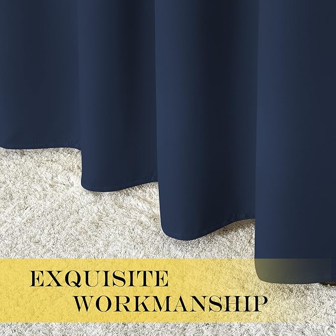 NICETOWN Bedroom Curtain 78 inch Length - Grommet Privacy Window Curtain & Drape Light Blocking Sound Reducing Window Treatments for Living Room (Navy, 1 Panel, W52 x L78)