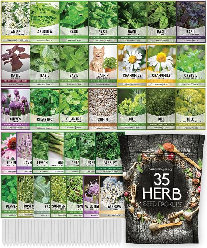 35 Medicinal Herb Seeds Variety Pack – Heirloom Non-GMO Healing & Culinary Herbs for Planting – Apothecary, Tea & Homestead Garden Kit