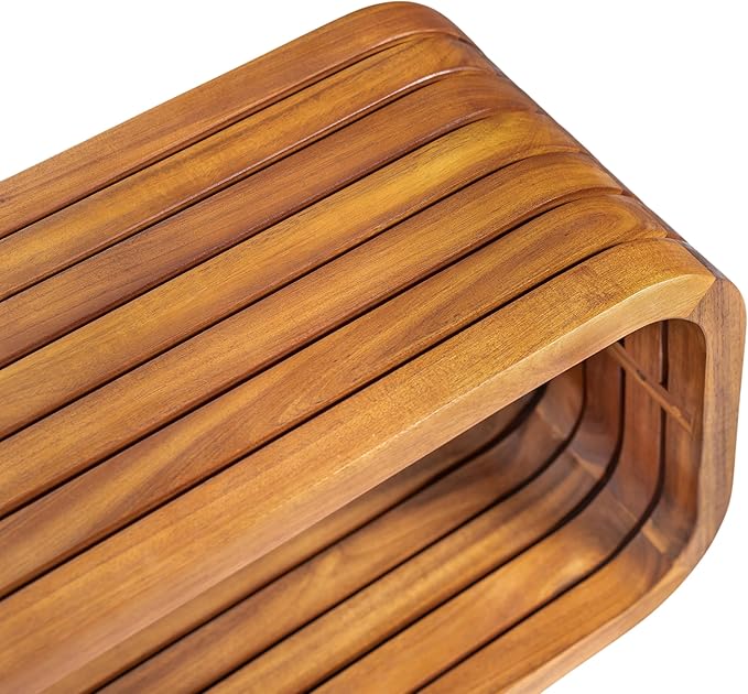 Christopher Knight Home Bruno Durable Acacia Wood Outdoor Coffee Table with Hollowed-Out Design, Slatted Patio Side Table, Versatile Patio Outdoor Furniture, No Assembly Needed, Teak