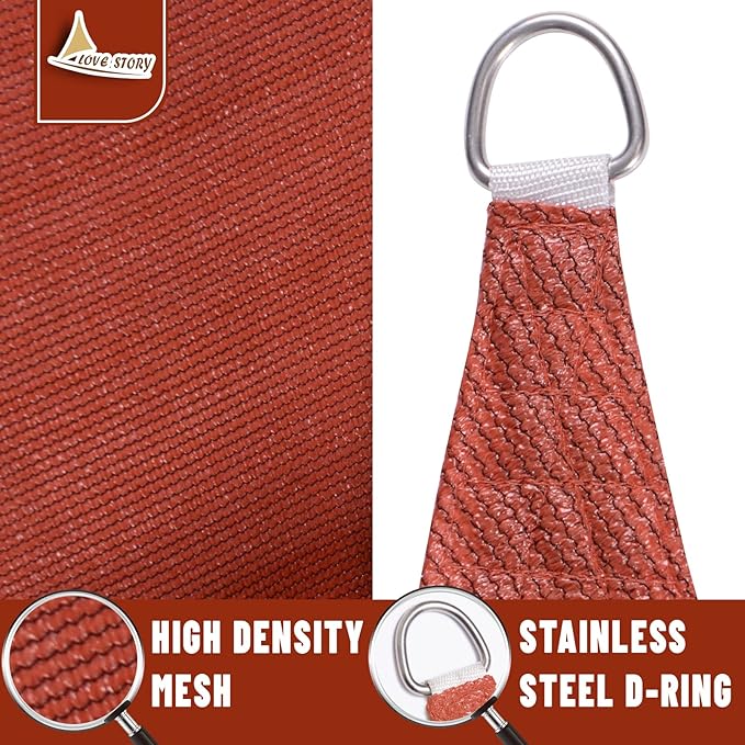 LOVE STORY Custom Size 13'x13'x18.4' Terra Red Sun Shade Sail Right Triangle Sunshade Fabric Awning Canopy for Patio Backyard Carport Pergola (Customized)