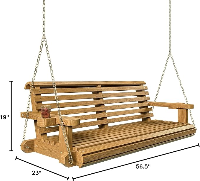 Porchgate Amish Heavy Duty 800 Lb Roll Comfort Treated Porch Swing W/Chains (5 Foot, Birch)