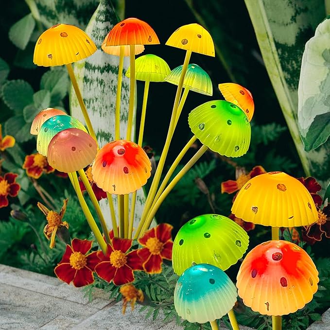 Kohlrabi Solar Garden Lights, 6 Pack Solar Mushroom Lights Outdoor, Upgraded 72LED Mushroom Flower Light Yard Decor Outside Waterproof, Garden Decor for Lawn Front Porch Patio Backyard