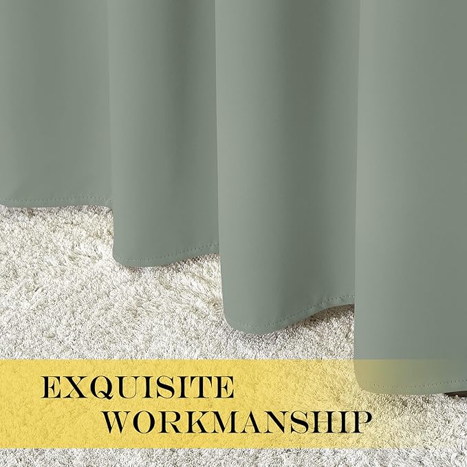 NICETOWN Sage Green Sliding Door Curtains 108 inches Long - Grommet Blackout Room Darkening French Door Sound Reducing Thermal Curtain for Living Room/Bedroom (W100 x L108, 1 Panel)