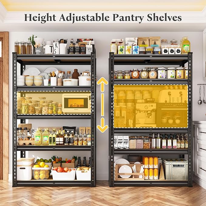 REIBII Storage Shelves 2020LBS Garage Shelving Heavy Duty Metal Shelving 5 Tier Metal Shelf for Garage Pantry Closet Kitchen Basement 28" W x 12" D x 59.8" H, 4 Pack