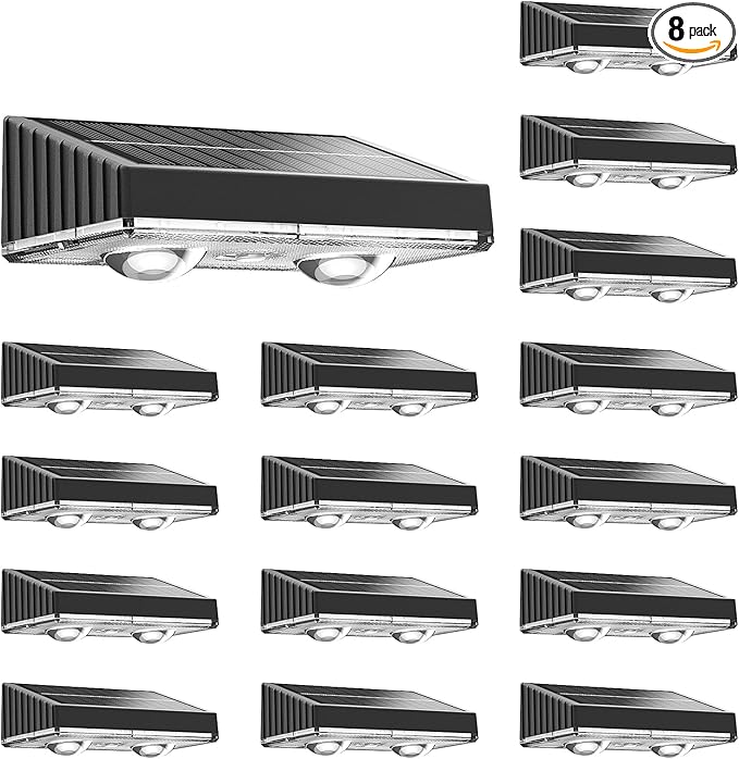 NIORSUN Solar Fence Lights,16 Pack Deck Light,Led Lights Warm White Outdoor Wall Lights,IP45 Solar Powered Light Waterproof for Backyard/Pool/Railing/Patio/Porch/Step/Outside/Garden (Black)