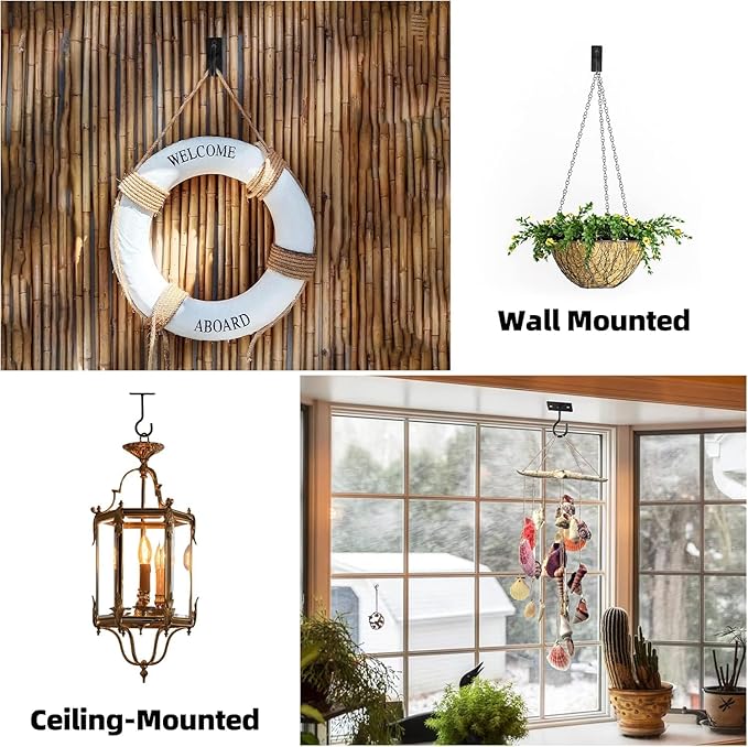 6Pack 6inch Wall Hook for Hanging Plant Bracket Metal Plant Hook Black