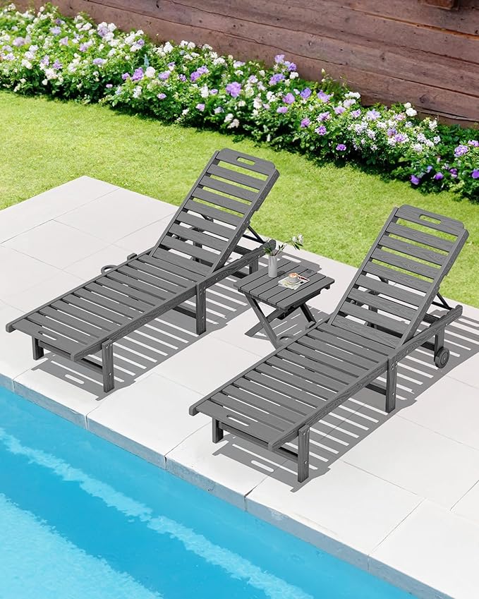 SERWALL Folding Outdoor Side Table Set of 6, Adirondack End Table, Gray