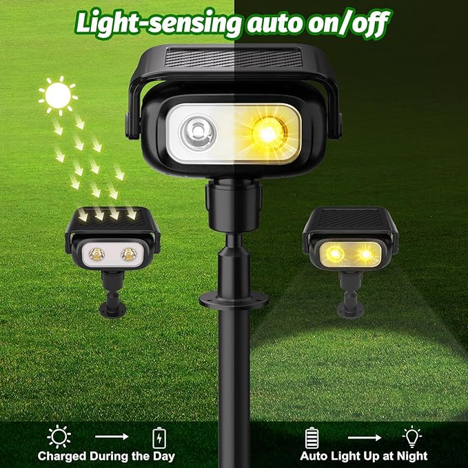 Nreonrick Solar Spot Lights 360° Adjustable Solar Lights Outdoor IP65 Waterproof with 2-in-1 Solar Powered Spotlights for Landscape Lighting for Garden, Yard, Pathway (Warm White, 4 Pack)