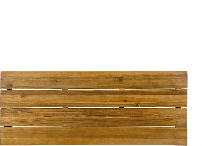 Christopher Knight Home Denali Ouotdoor Industrial Acacia Wood Bar Table with Iron Frame, Teak Finish / Rustic Metal