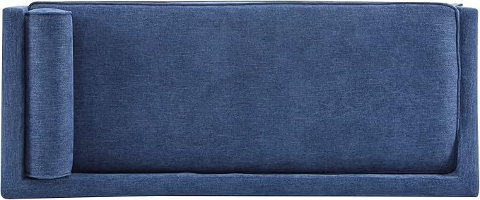 Christopher Knight Home Cagle Upholstered Loveseat Sofa with Splayed Legs, Birch Wood Frame Lounge Chair, Living Room Chaise Lounge Chair Indoor, Soft Lounge Sofa with Rolled Accent Pillow, Navy Blue