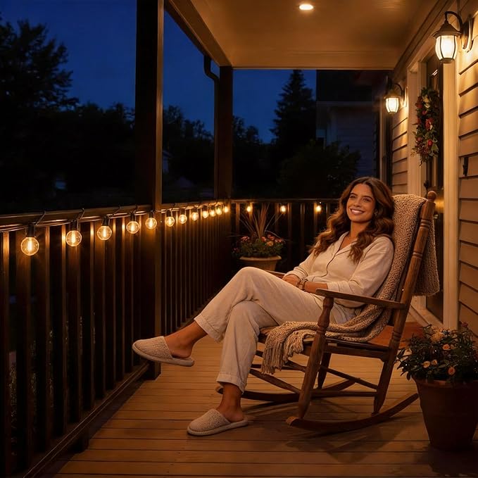 RTTY Classic Series Outdoor String Lights 50 FT Globe LED Patio Lights with G40 Plastic Bulbs,Waterproof Shatterproof Dimmable Connectable Hanging for Backyard Porch Balcony Party Cafe Deck Decor